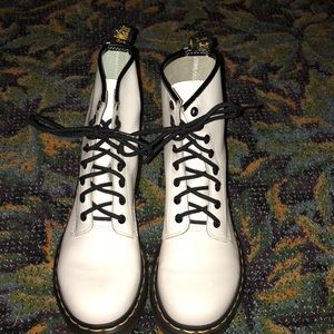 White patent leather boots